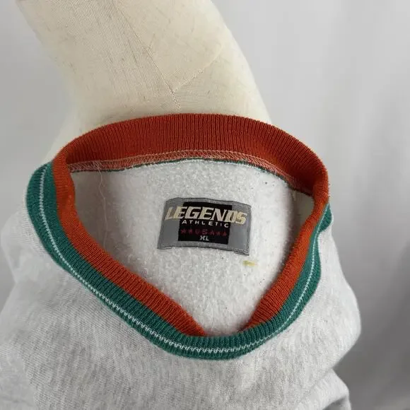 Vintage 90s Miami Dolphins Crewneck Sweatshirt Sz XL Gray Palm Legends Athletic - Picture 7 of 7